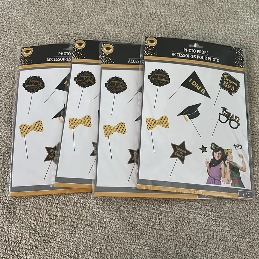 NIP Bundle of 4, Graduation Photo Props Set - Black and Gold